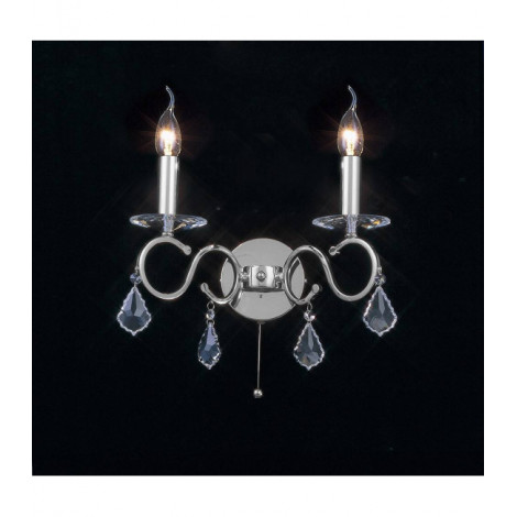 Applique murale Torino avec interrupteur 2 Ampoules chrome poli/cristal|Appliques murales|Luminaire Center