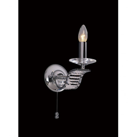 Applique murale Niobe avec interrupteur 1 Ampoule chrome poli/cristal|Appliques murales|Luminaire Center