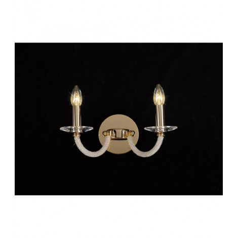 Applique murale Elena avec interrupteur 2 Ampoules doré/cristal|Appliques murales|Luminaire Center