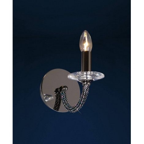 Applique murale Elena avec interrupteur 1 Ampoule chrome noir/cristal|Appliques murales|Luminaire Center