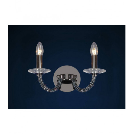 Applique murale Elena avec interrupteur 2 Ampoules chrome noir/cristal|Appliques murales|Luminaire Center