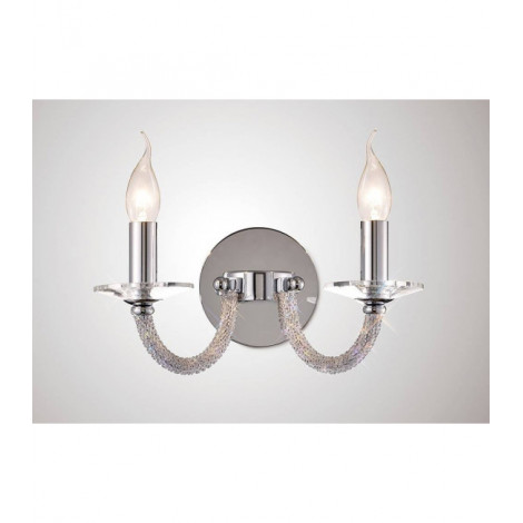 Applique murale Elena avec interrupteur 2 Ampoules chrome poli/cristal|Appliques murales|Luminaire Center
