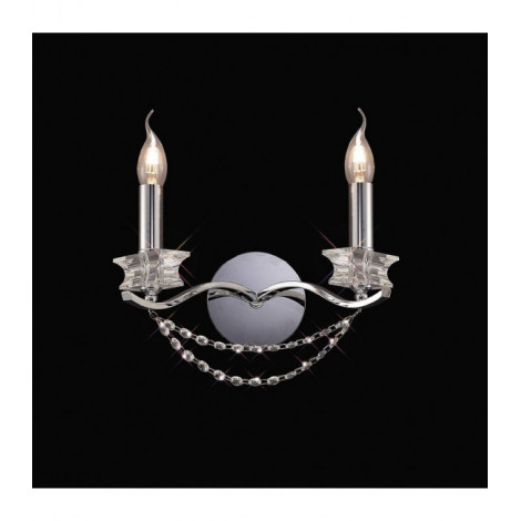 Applique murale Nydia avec interrupteur 2 Ampoules chrome poli/cristal|Appliques murales|Luminaire Center
