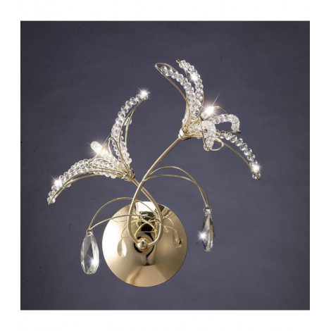 Applique murale Kenzo avec interrupteur 2 Ampoules doré/cristal|Appliques murales|Luminaire Center