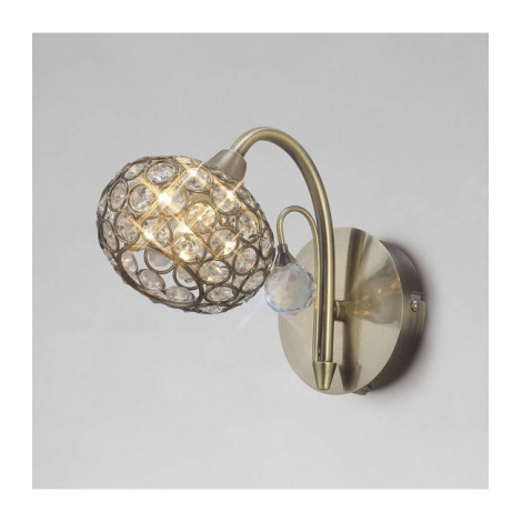 Applique murale Cara avec interrupteur 1 Ampoule laiton antique/cristal|Appliques murales|Luminaire Center