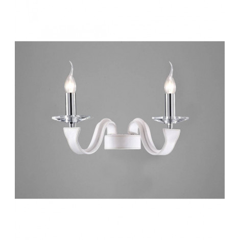 Applique murale Nardini 2 Ampoules chrome poli/blanc Faux cuir/cristal|Appliques murales|Luminaire Center