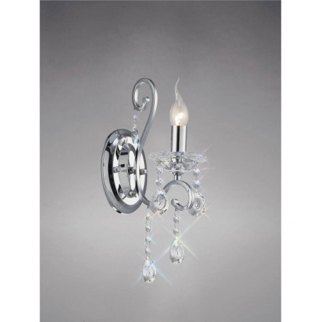 Applique murale Vela avec interrupteur 1 Ampoule chrome poli/cristal|Appliques murales|Luminaire Center