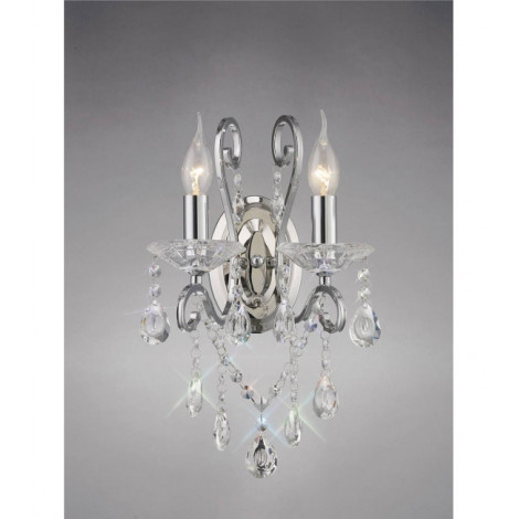 Applique murale Vela avec interrupteur 2 Ampoules chrome poli/cristal|Appliques murales|Luminaire Center