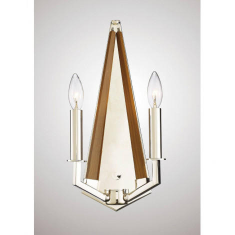 Applique murale Hilton 2 Ampoules E14 Polished Nickel/bois taupe|Appliques murales|Luminaire Center