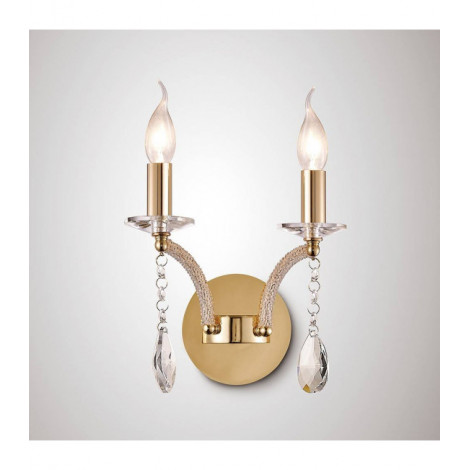 Applique murale Fiore avec interrupteur 2 Ampoules doré/cristal|Appliques murales|Luminaire Center