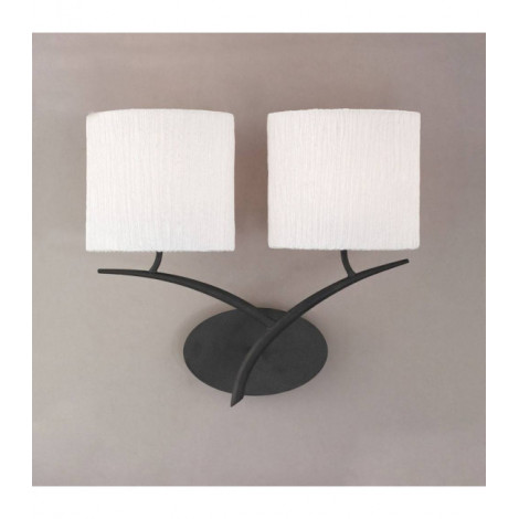 Applique murale Eve 2 Ampoules E27, anthracite avec Abat jours blanc ovale|Appliques murales|Luminaire Center