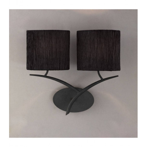 Applique murale Eve 2 Ampoules E27, anthracite avec Abat jours noir ovale|Appliques murales|Luminaire Center
