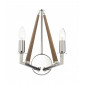 Applique murale Hotel nicke poli et bois 2 ampoules|Appliques murales|Luminaire Center