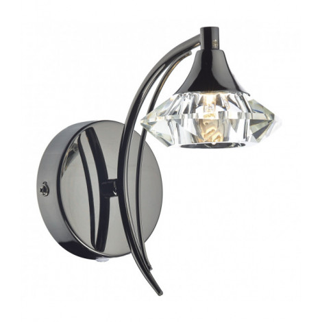 Applique murale Luther chrome noir et cristal 1 ampoule|Appliques murales|Luminaire Center