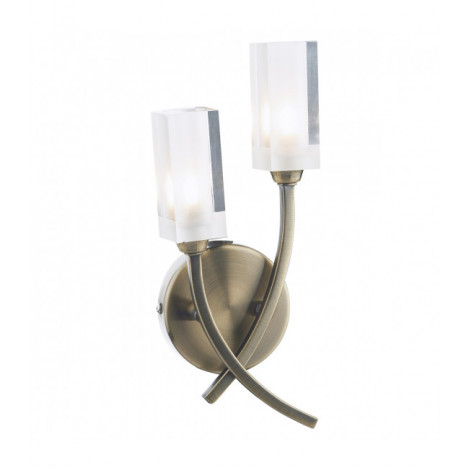 Applique murale Morgan laiton antique et verre 2 ampoules|Appliques murales|Luminaire Center