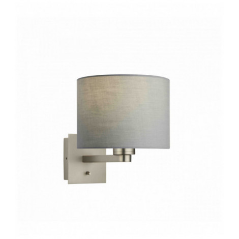 Applique murale Issac Cylinder en Acier , Plaque de nickel mat et tissu gris|Appliques murales|Luminaire Center