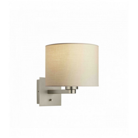 Applique murale Issac Cylinder en Acier , Plaque de nickel mat et tissu taupe|Appliques murales|Luminaire Center