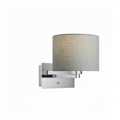 Applique murale Issac Cylinder en Acier , Plaque chromée et tissu gris|Appliques murales|Luminaire Center