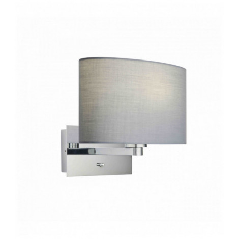 Applique murale Issac Ellipse en Acier , Plaque chromée et tissu gris|Appliques murales|Luminaire Center