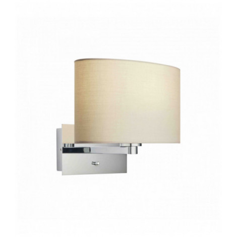 Applique murale Issac Ellipse en Acier , Plaque chromée et tissu taupe|Appliques murales|Luminaire Center