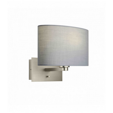 Applique murale Issac Ellipse en Acier , Plaque de nickel mat et tissu gris|Appliques murales|Luminaire Center