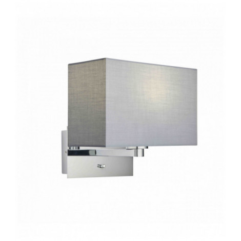 Applique murale Issac Rectangular en Acier , Plaque chromée et tissu gris|Appliques murales|Luminaire Center