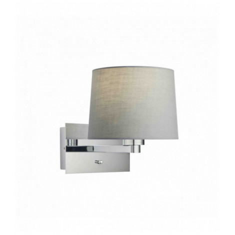 Applique murale Issac Taper en Acier , Plaque chromée et tissu gris|Appliques murales|Luminaire Center