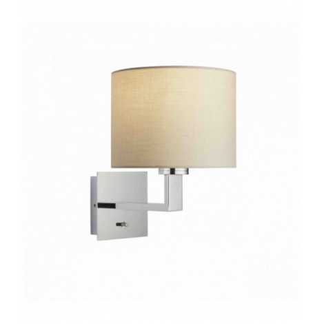 Applique murale Norton Cylinder en Acier , Plaque chromée et tissu taupe|Appliques murales|Luminaire Center