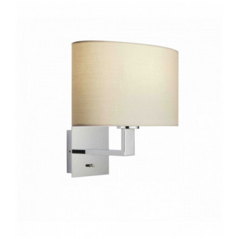 Applique murale Norton Ellipse en Acier , Plaque chromée et tissu taupe|Appliques murales|Luminaire Center