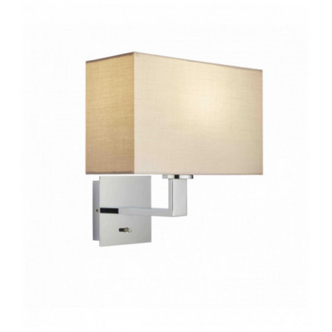 Applique murale Norton Rectangular en Acier , Plaque chromée et tissu taupe|Appliques murales|Luminaire Center