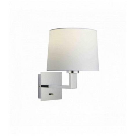 Applique murale Norton Taper en Acier , Plaque chromée et tissu blanc vintage|Appliques murales|Luminaire Center