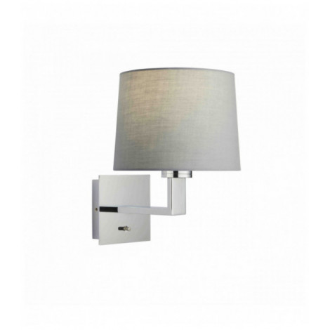 Applique murale Norton Taper en Acier , Plaque chromée et tissu gris|Appliques murales|Luminaire Center