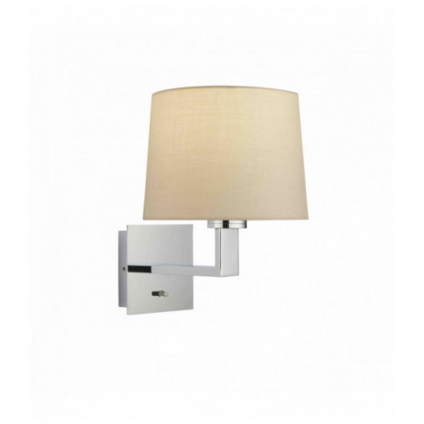 Applique murale Norton Taper en Acier , Plaque chromée et tissu taupe|Appliques murales|Luminaire Center