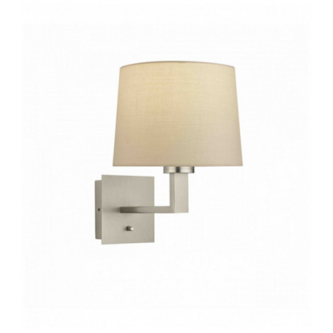 Applique murale Norton Taper en Acier , Plaque de nickel mat et tissu taupe|Appliques murales|Luminaire Center