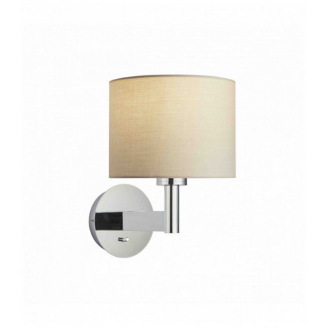 Applique murale Owen Cylinder en Acier , Plaque chromée et tissu taupe|Appliques murales|Luminaire Center