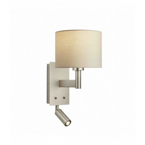 Applique murale Owen Cylinder en Acier , Plaque de nickel mat et tissu taupe|Appliques murales|Luminaire Center