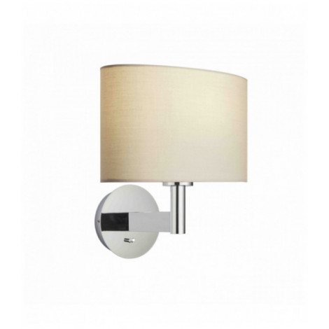 Applique murale Owen Ellipse en Acier , Plaque chromée et tissu taupe|Appliques murales|Luminaire Center