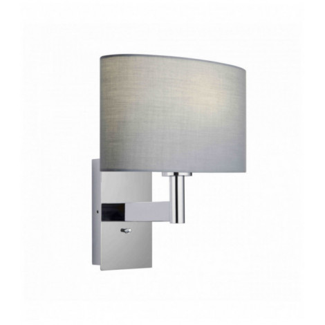 Applique murale Owen Ellipse en Acier , Plaque chromée et tissu gris|Appliques murales|Luminaire Center