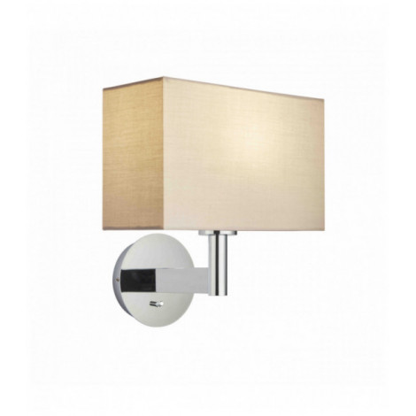 Applique murale Owen Rectangular en Acier , Plaque chromée et tissu taupe|Appliques murales|Luminaire Center