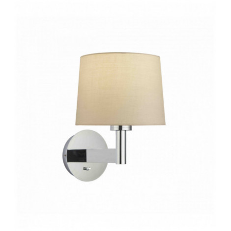 Applique murale Owen Taper en Acier , Plaque chromée et tissu taupe|Appliques murales|Luminaire Center