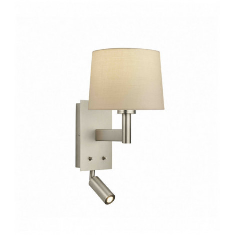 Applique murale Owen Taper en Acier , Plaque de nickel mat et tissu taupe|Appliques murales|Luminaire Center