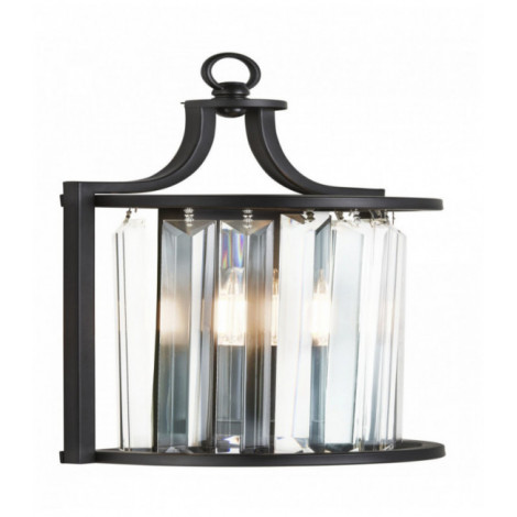 Applique murale victoria 1 ampoule noir avec verre en cristal|Appliques murales|Luminaire Center