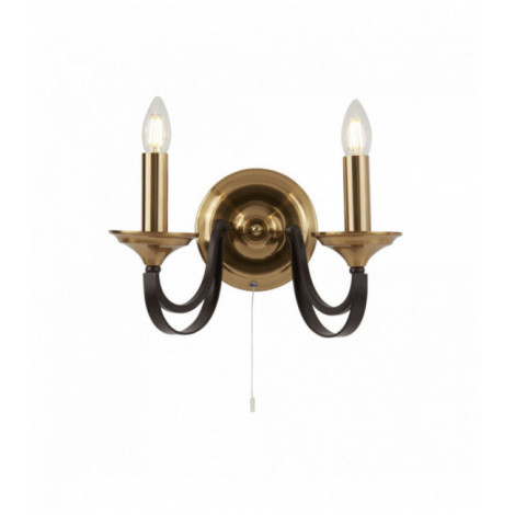 Applique murale beffroi 2 ampoules - bronze foncé et marron|Appliques murales|Luminaire Center