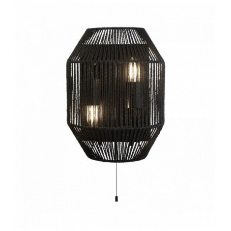 Applique murale wicker 2 ampoules, osier noir|Appliques murales|Luminaire Center