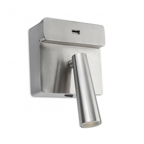 Applique avec liseuse Gamma Aluminium Nickel satiné 16,5 Cm|Appliques murales|Luminaire Center