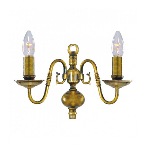 Applique murale Flemish Laiton antique 2 ampoules 20cm|Appliques murales|Luminaire Center