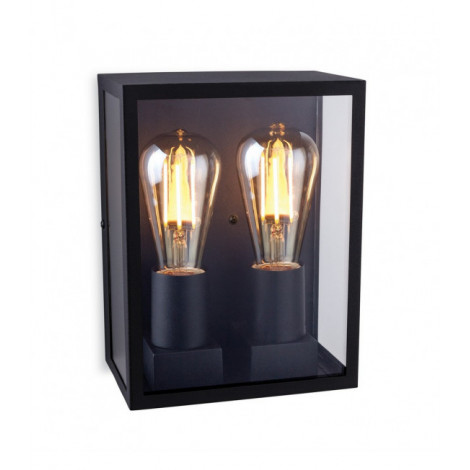 Applique murale Houston Noir 2 ampoules 24cm|Appliques murales|Luminaire Center