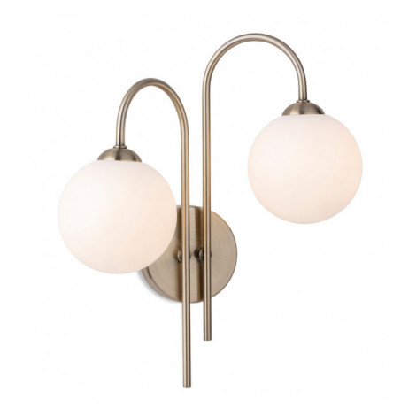 Applique globe Lyndon Laiton antique avec verre blanc opale 2 ampoules 33cm|Appliques murales|Luminaire Center