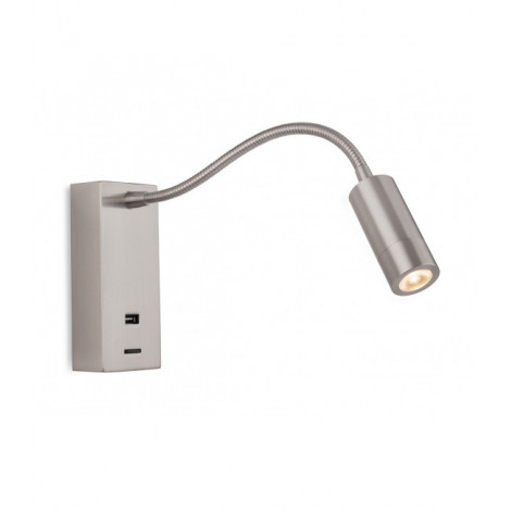 Applique avec liseuse Clifton Acier brossé 1 ampoule 25cm|Appliques murales|Luminaire Center