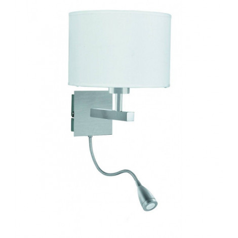Applique avec liseuse Wall Abat jour en tissu Argent satiné 1 ampoule 25cm|Appliques murales|Luminaire Center